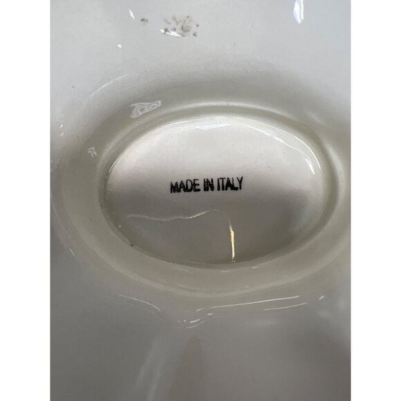 Handcrafted Ceramic Leaf Cake Plate With Frog & Butterfly Accent Made In Italy - Picture 6 of 6